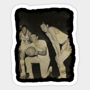 Elgin Baylor, Coach Fred Schaus and Jerry West, 1962 Sticker